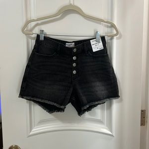 abercrombie kids black denim high waisted shorts